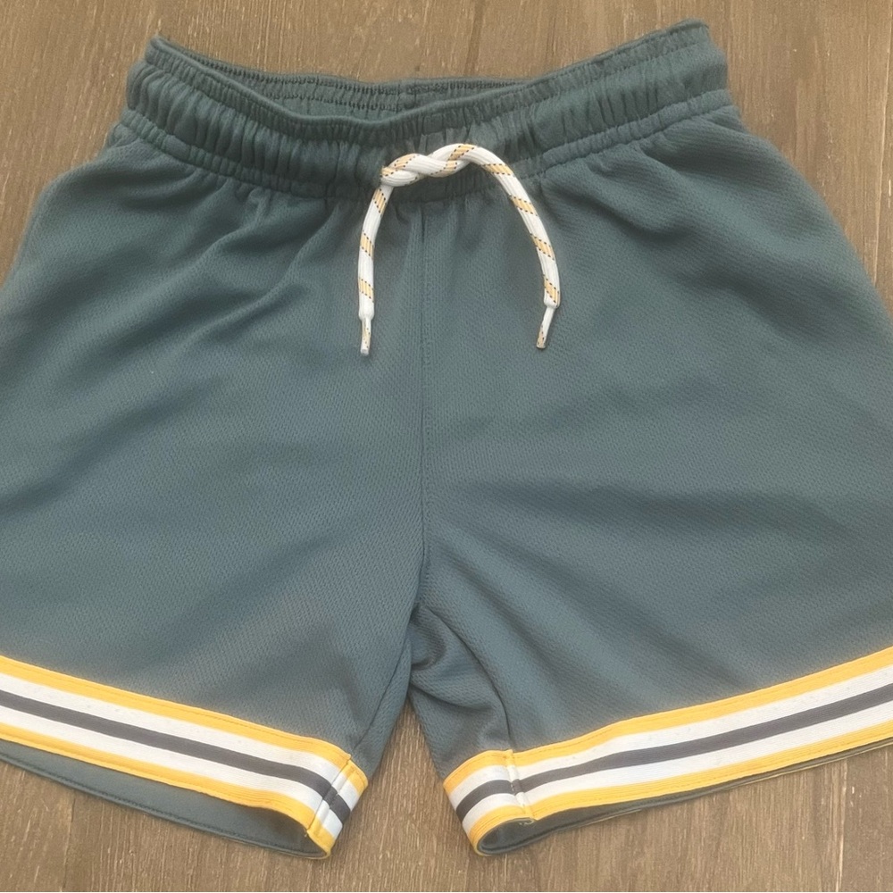 Crewcuts Green and Yellow Athletic Shorts with Elastic Waistband